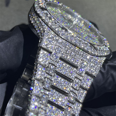 Royaloak  Moissanite Iced Out Watch 3EX 14k White Gold Diamond Watch For Men
