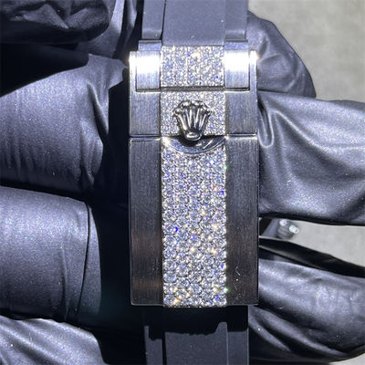 Hand Setting  Diamond Watch VVS1 Bling Iced Out Moissanite Watch