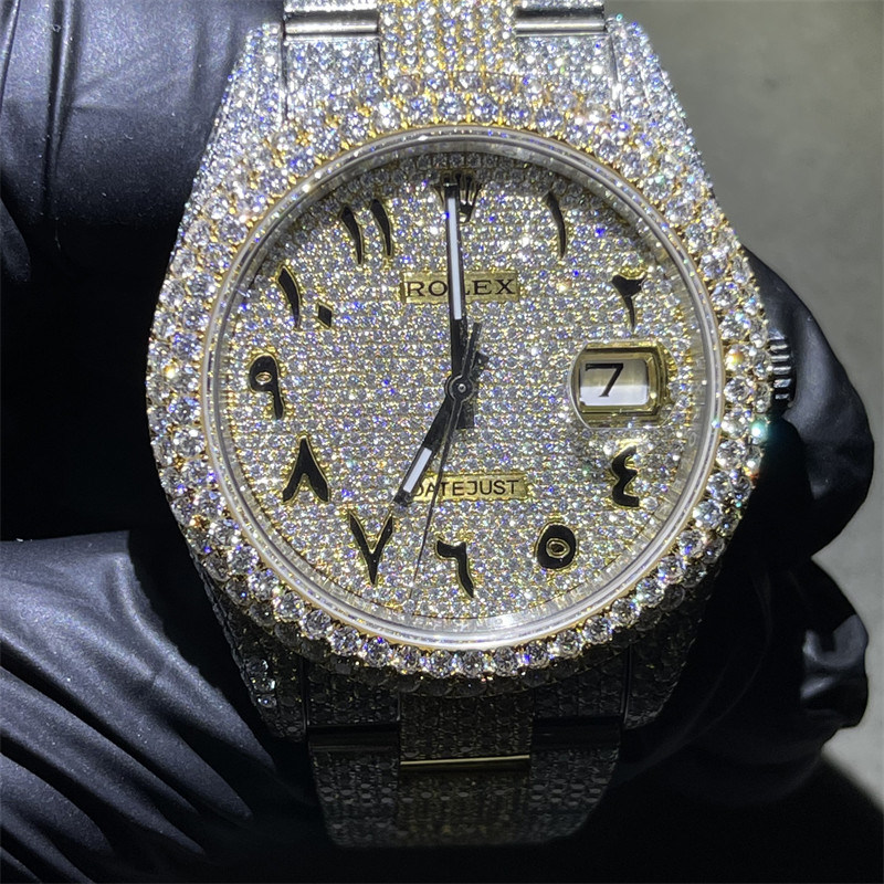 Round Cut Moissanite Watch  Fine Jewelry Hip Hop Diamond Watch For Men
