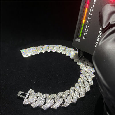 Prata congelada Vvs do bracelete de corrente 925 de Miami Moissanite Cuban Link para Joia Empresa