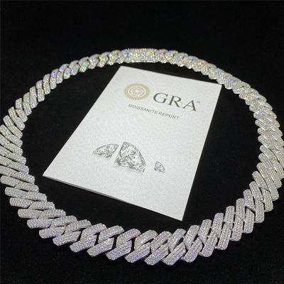 Miami congelou para fora rapperes 925 Sterling Silver Iced Out da corrente de Cuban Link dos homens de Moissanite
