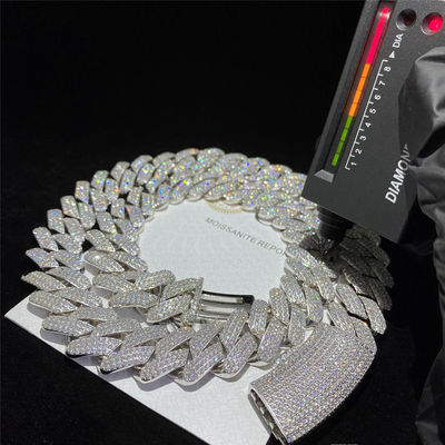 Joia feita sob encomenda Diamond For Men da corrente de Sterling Silver Moissanite Cuban Link