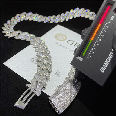 Miami congelou para fora rapperes 925 Sterling Silver da corrente VVS Moissanite de Cuban Link dos homens