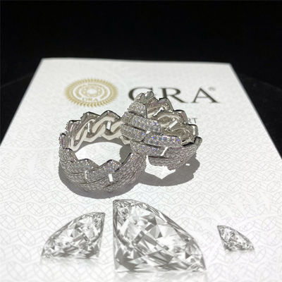 A corrente de prata de 925 Miami Cuban Link congelou para fora homens Diamond Ring For Fine Jewelry de Moissanite