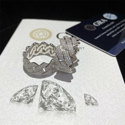 A eternidade de prata Ring Cuban Link Chai Band de Moissanite cortou o ajuste da garra do ouro 18K